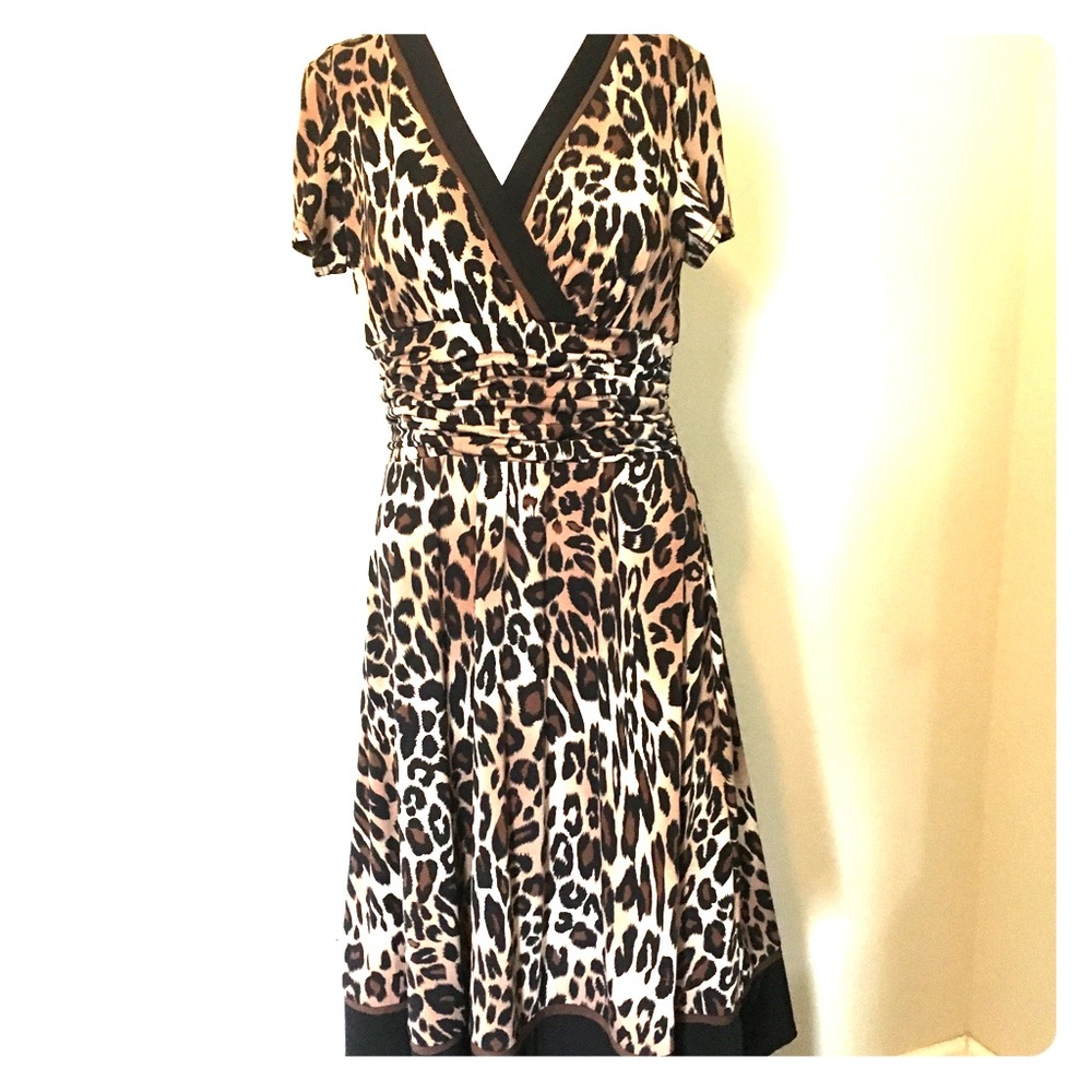 Animal Leopard Print Wrap Ruched Dress